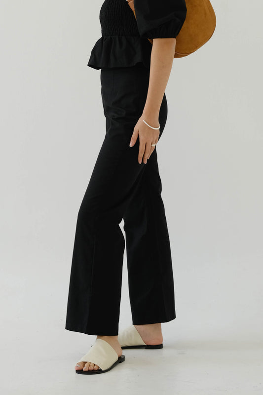 French Linen Wide Leg Pants In Classic Black