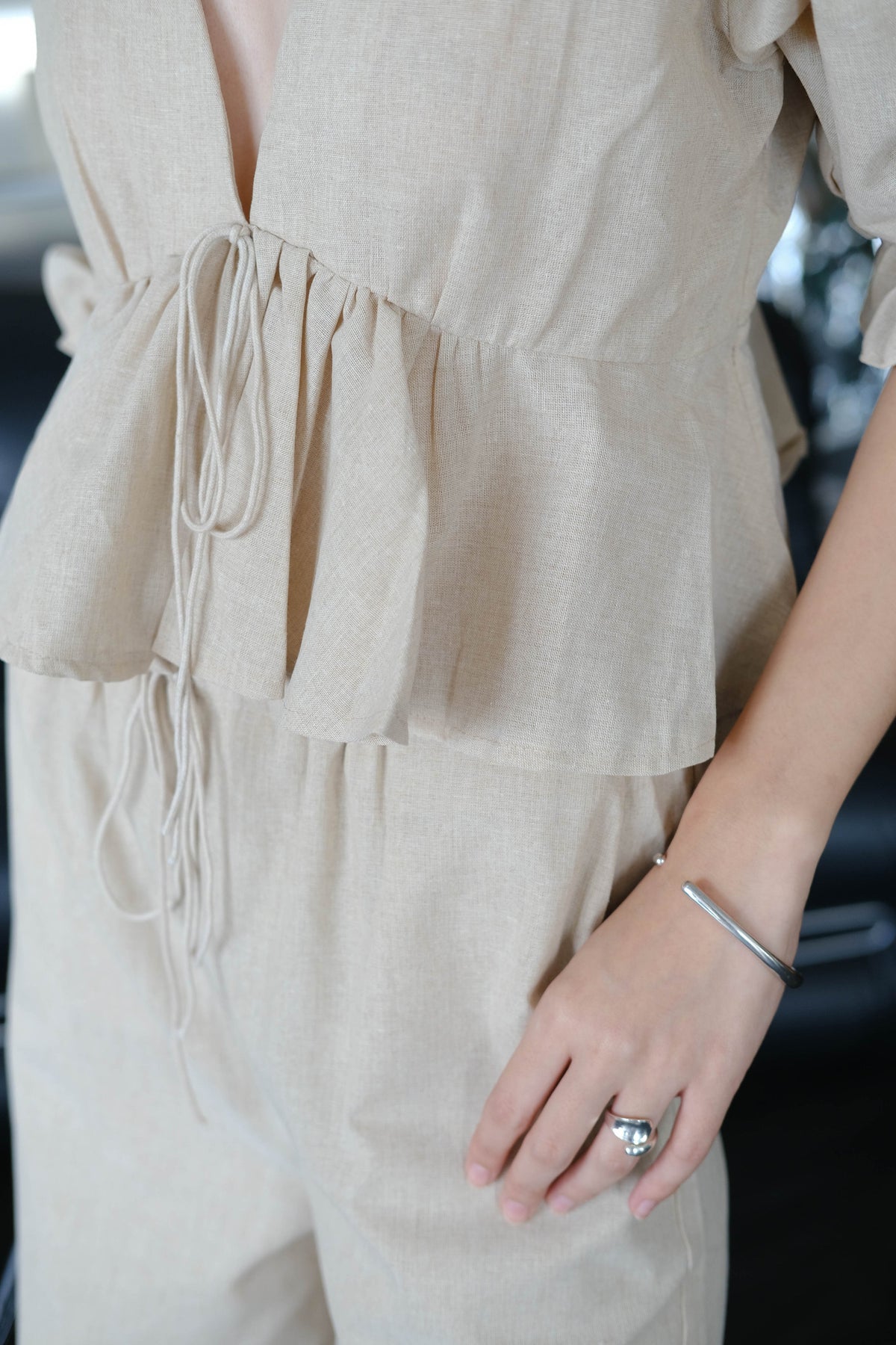 French Linen Wide-leg Long Pants
