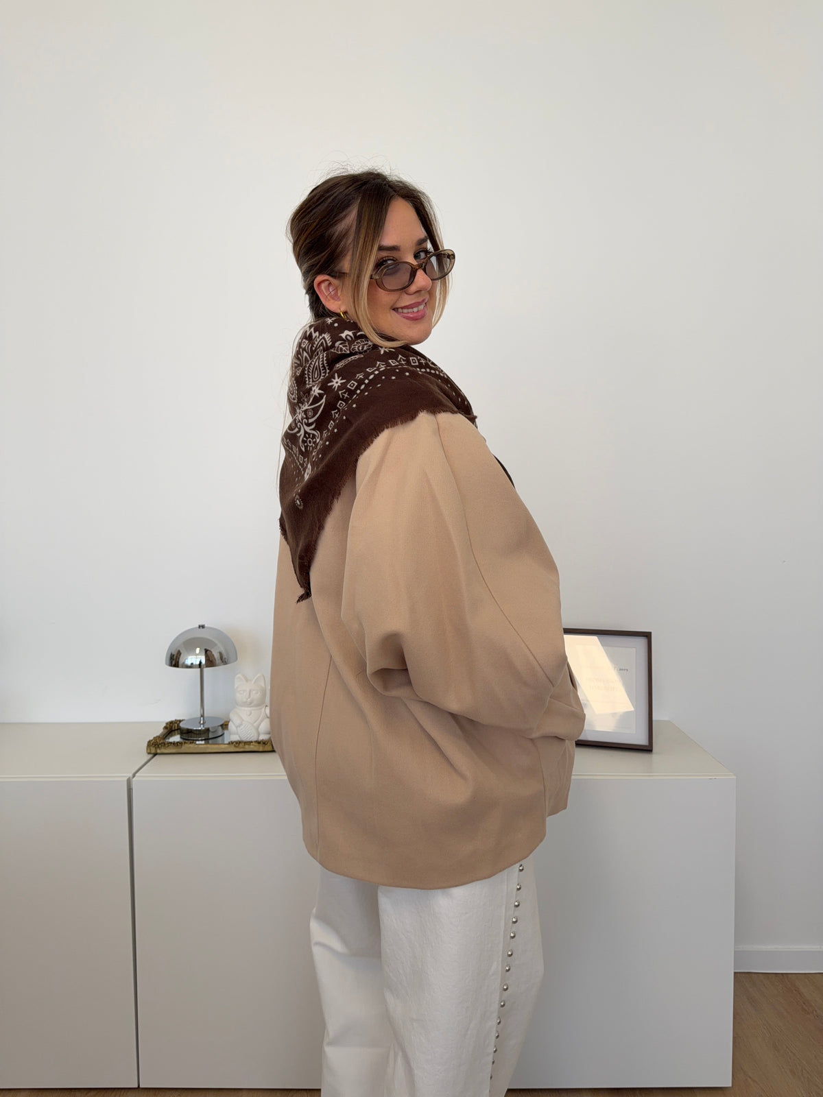 Paisley Tuch Schal - Dunkelbraun/Creme