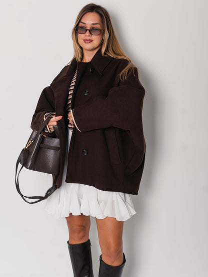Cora Oversize Jacke - Espressobraun