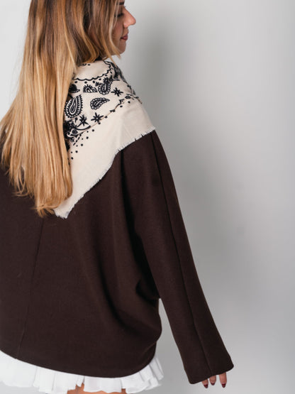 Paisley Tuch Schal - Beige/Schwarz