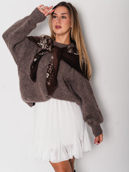 Paisley Tuch Schal - Dunkelbraun/Creme