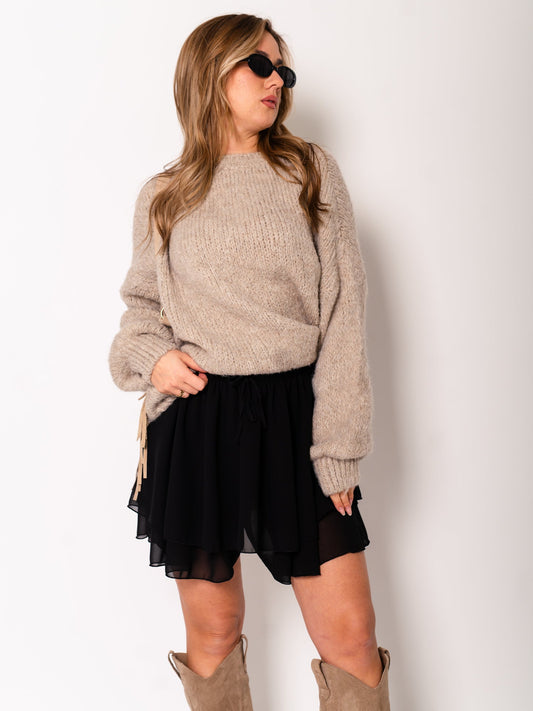 Flowy Volant Skort - Schwarz