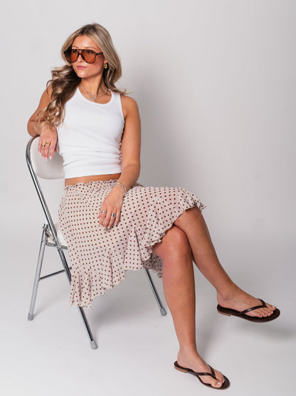 Grace Volant Pünktchen Rock - Beige/Braun