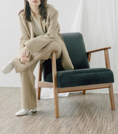 High waist wide leg suit trousers in khaki