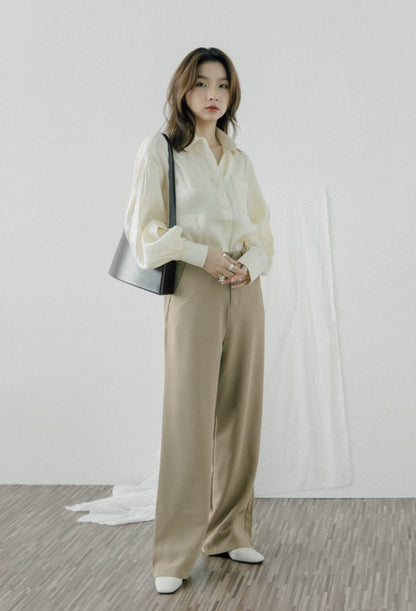 High waist wide leg suit trousers in khaki