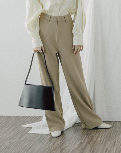 High waist wide leg suit trousers in khaki