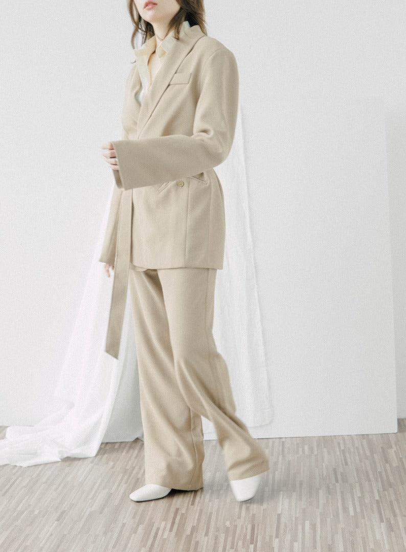 High waist wide leg suit trousers in khaki