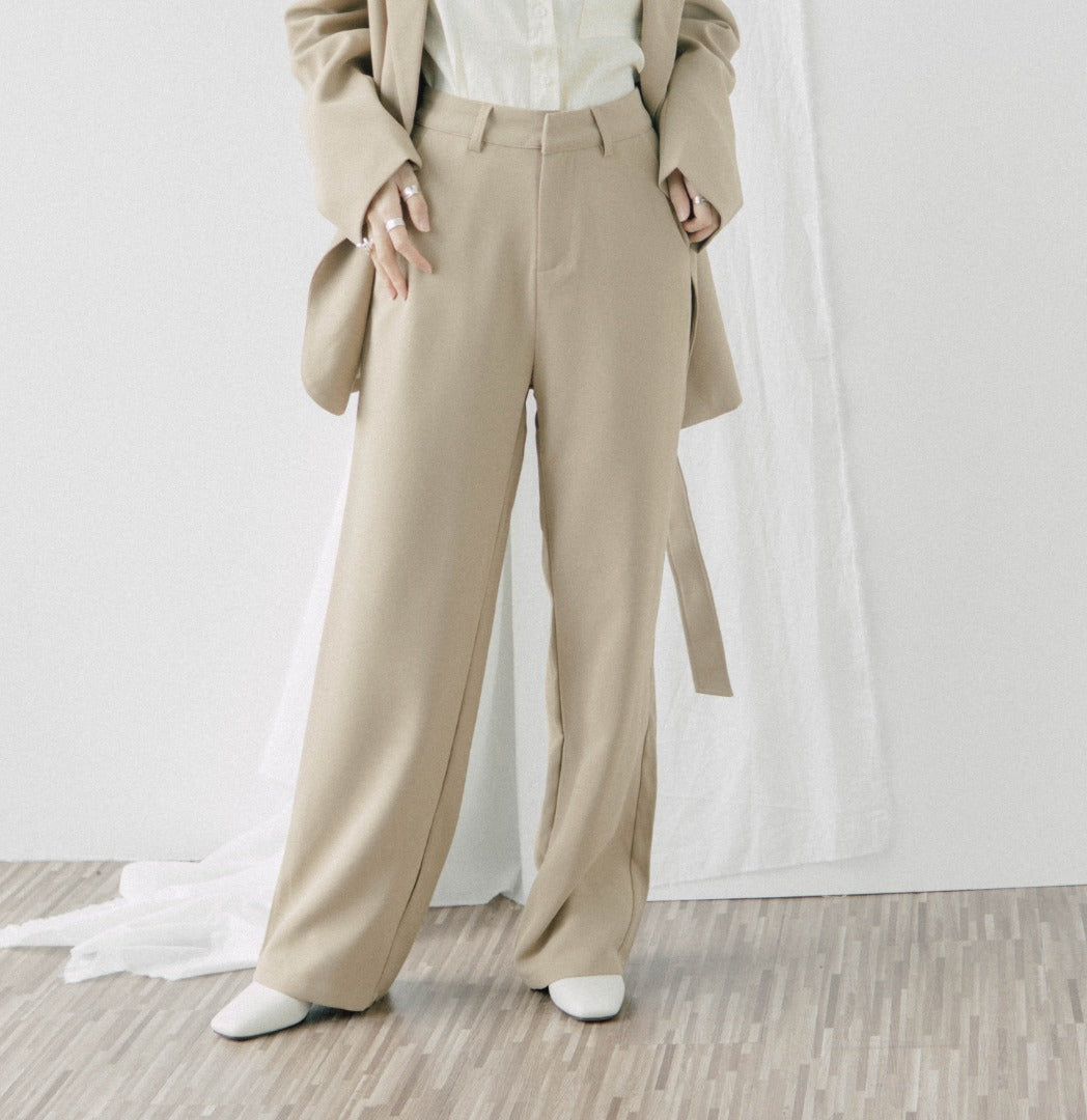 High waist wide leg suit trousers in khaki