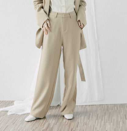 High waist wide leg suit trousers in khaki