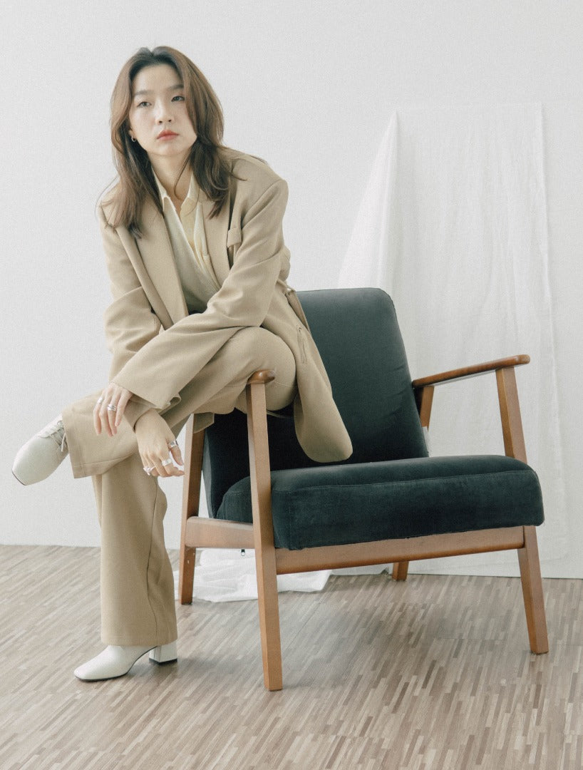 High waist wide leg suit trousers in khaki
