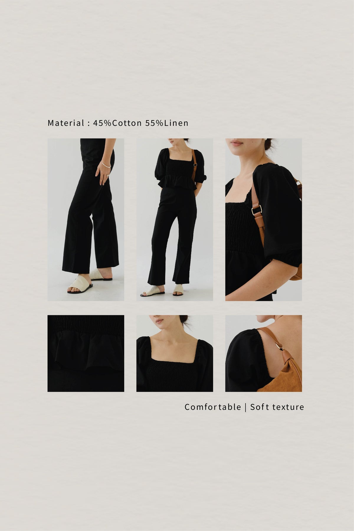 French Linen Wide Leg Pants In Classic Black
