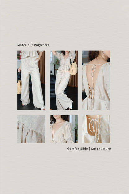 French Linen Wide-leg Long Pants